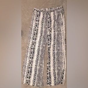 Wide leg snake print polyester pants